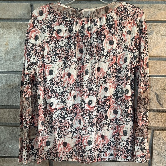 Lucky Brand Pink Smocked Tie Front Blouse - Picture 7 of 11